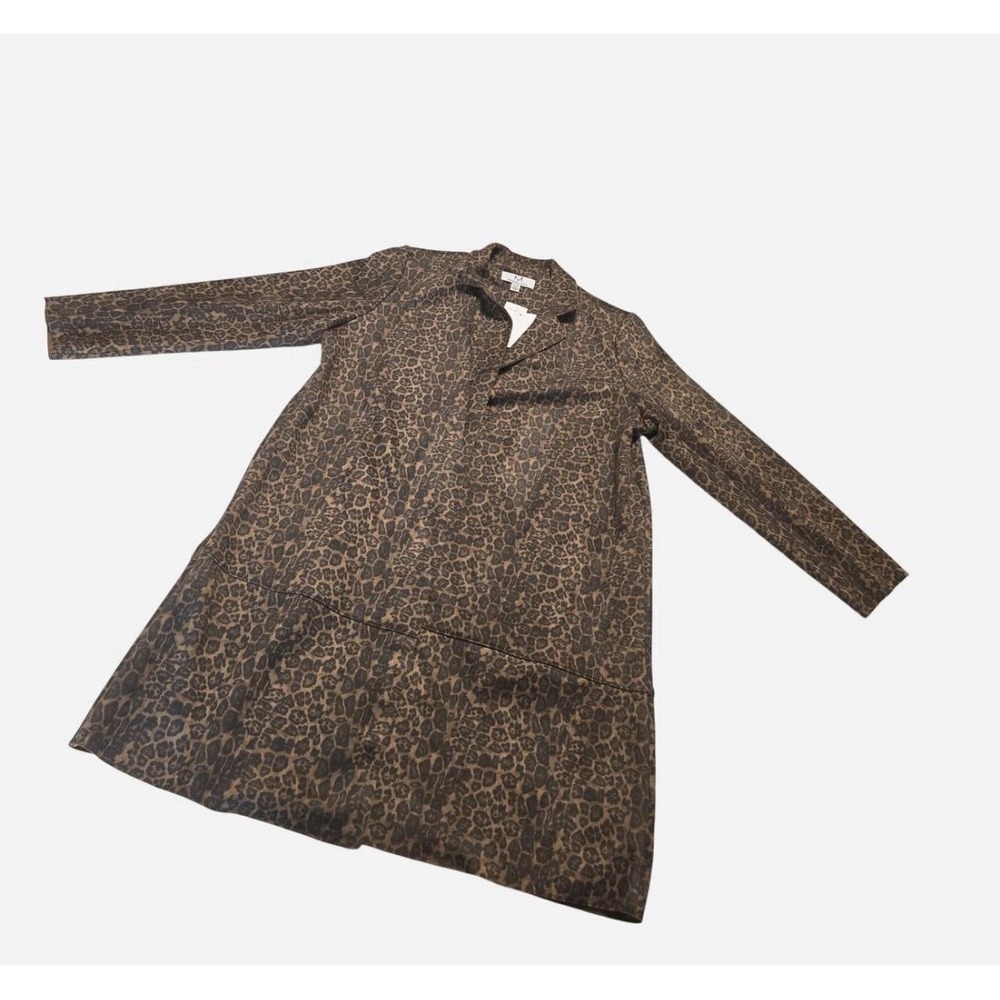 Magaschoni Faux Leather Cardigan Brown leopard print with pockets - XL